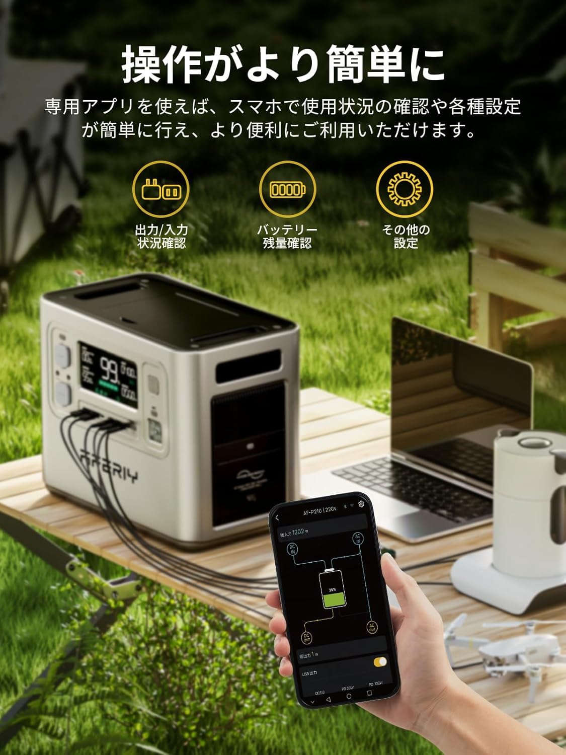 Amazon.co.jp: AFERIY 2400 ポータブル電源 200W 2枚セット 太陽光発電